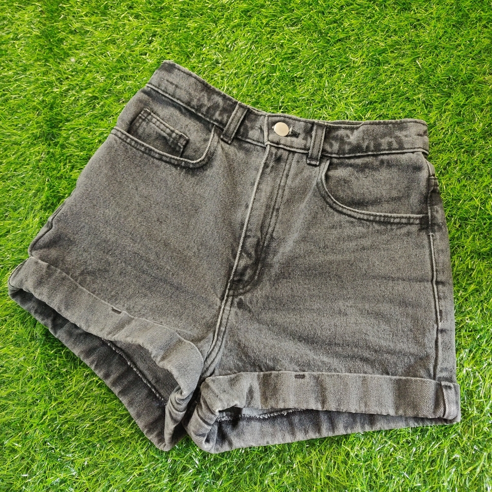 AMERICAN APPAREL HIGH WAIST DENIM SHORTS - Picture 2 of 8